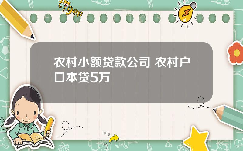 农村小额贷款公司 农村户口本贷5万